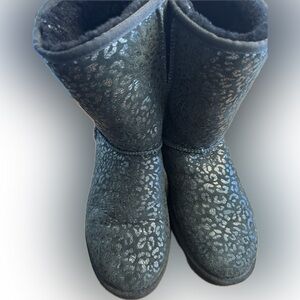 UGG Black Leopard Print Winter Boots